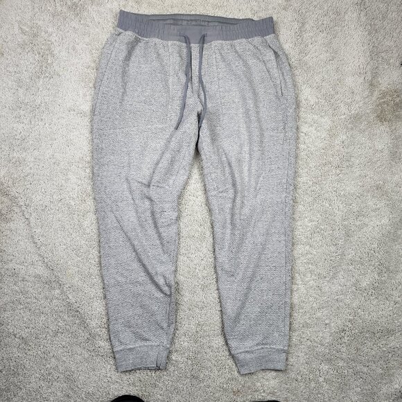 Lululemon Men Grey Silver Drawstring Diamond Jogger Size 2XL XXL Casual Stretch - Picture 2 of 9